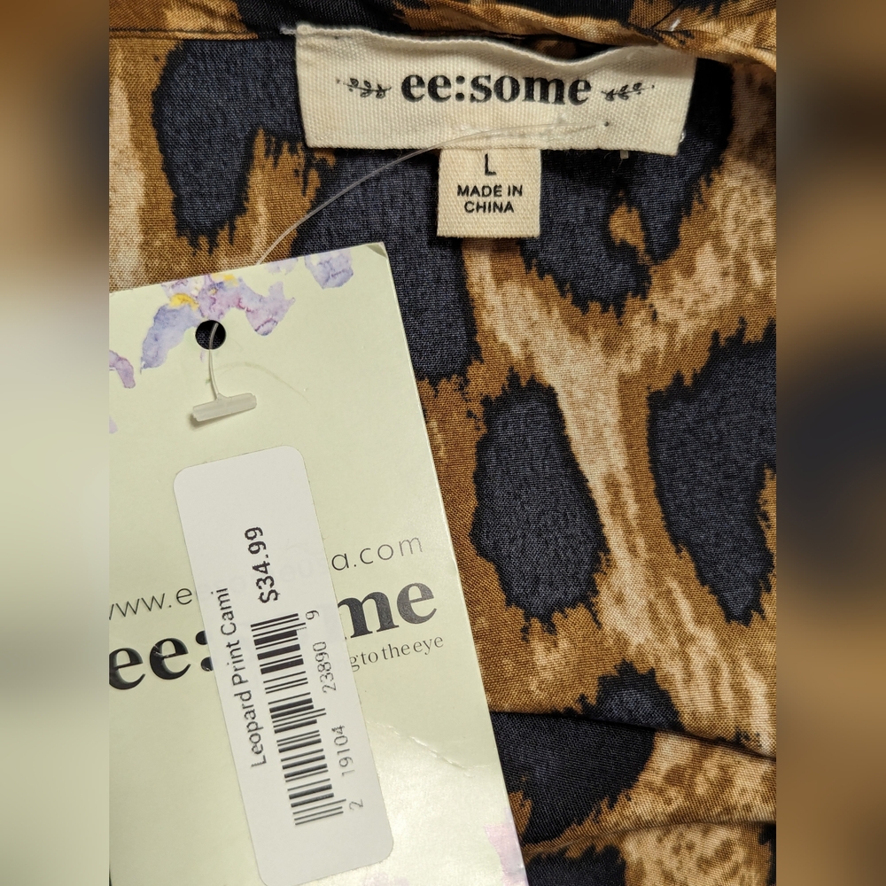 ee:some camisole black brown leopard print black lace size large NWT - Picture 8 of 8